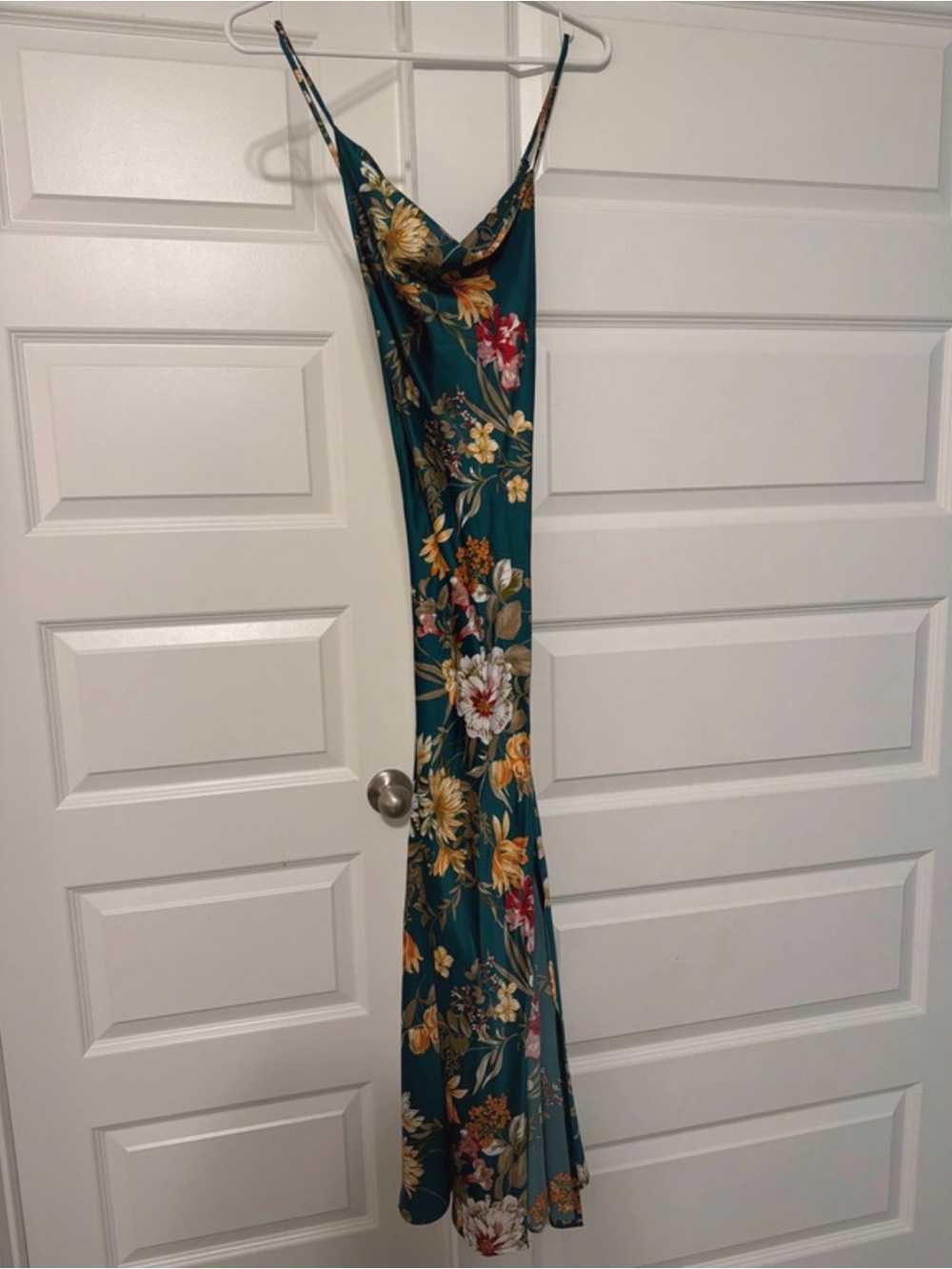 12th Tribe Teal Floral Maxi Slip Dress